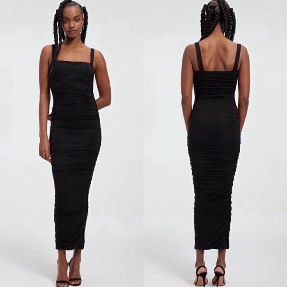 GOOD AMERICAN NWT SLINKY JERSEY MAXI TANK DRESS IN BLACK SIZE XS